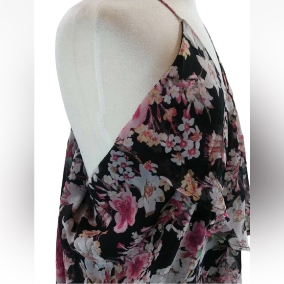 Romeo and Juliet Couture Womens Floral Print Draped Cascade Front Dress size M - Picture 6 of 11
